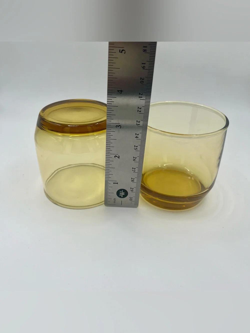 Vintage Honey Amber Juice Glass / Rocks Glass - Set of 2